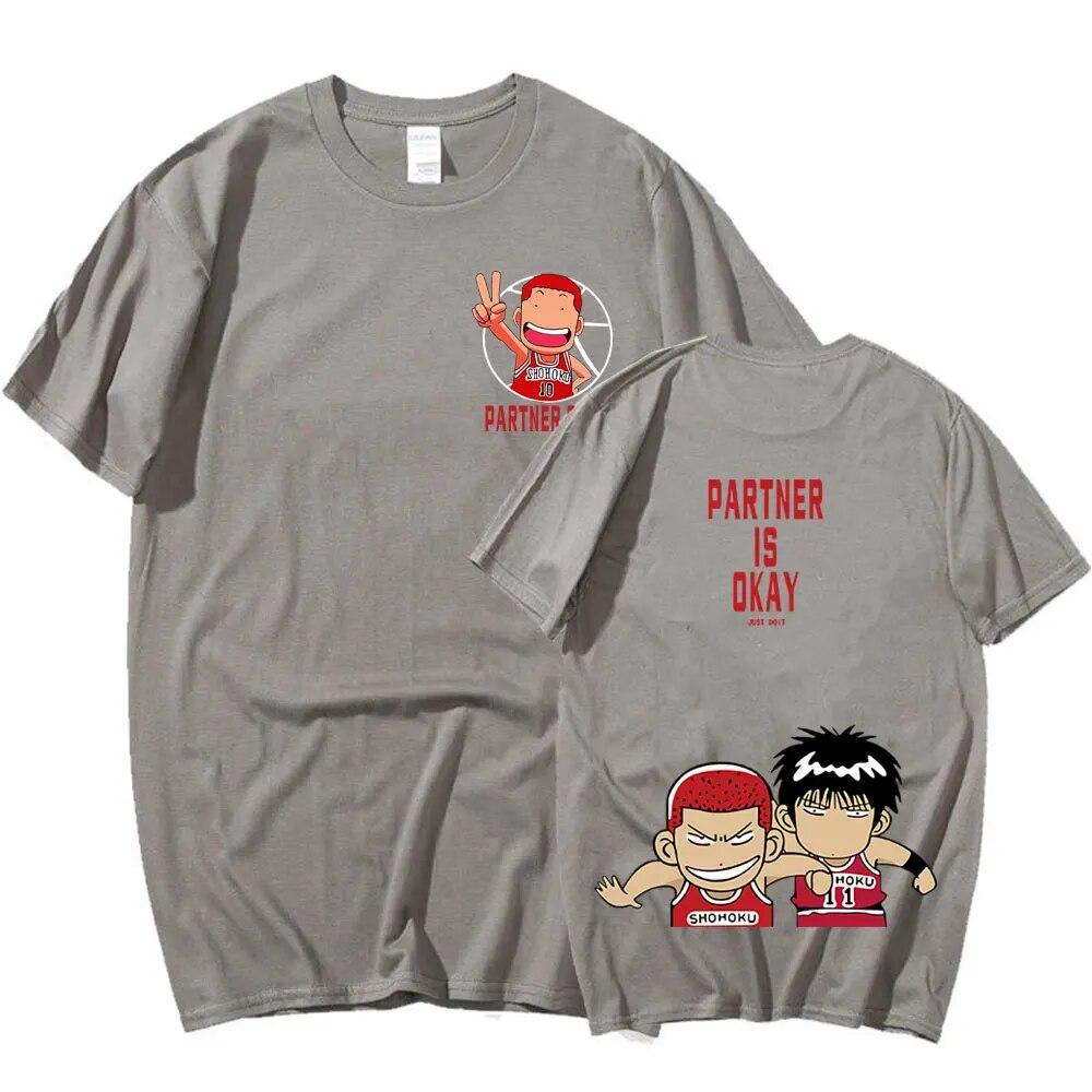 Hot Anime Slam Dunk Print T-Shirt Rukawa Kaede Sakuragi Hanamichi T Shirts Unisex Women Fashion Loose Oversized High Street T-shirt