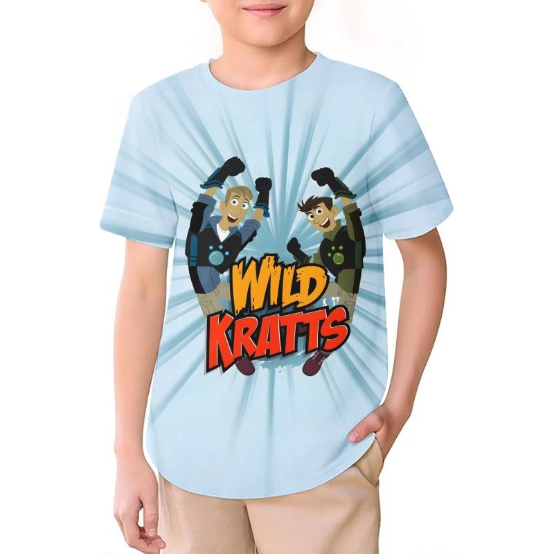 

Wild Kratts Детские футболки высокого качества для мальчиков Детская одежда Летние футболки с 3D мультяшным принтом, коротким рукавом, круглым вырезом 110