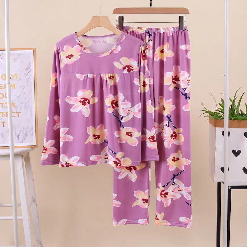 Женский комплект пижамы осень-зима корейская версия пожилой матери повседневная домашняя — фото 11