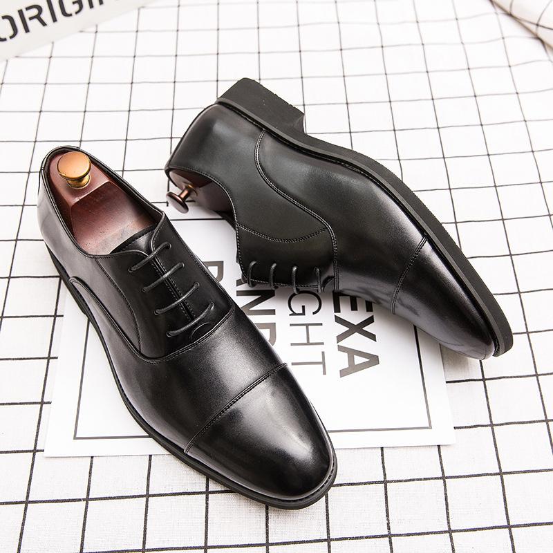 Spring and Autumn Lace-Up Business Leather Shoes Large Size Dress Leather Shoes Professional Office Black Oxford Leather Shoes Men