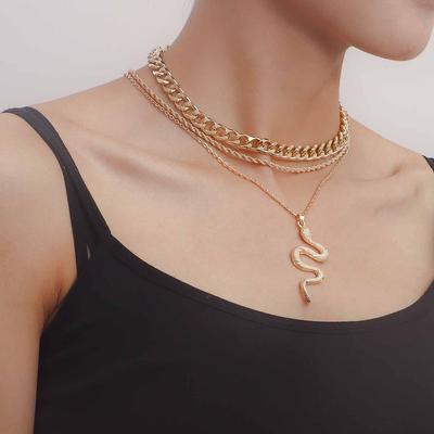 Ins Popular Snake Element Necklace Female Design Sense Ancient Snake Pendant Neck Chain Necklace