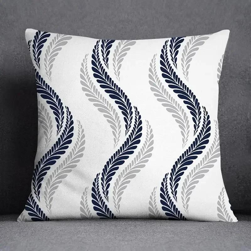 45x45CM Cushion Cover Geometric Pattern Polyester Blue Grey Pillowcase Sofa Cushion Throw Pillow Home Decor Pillowcase