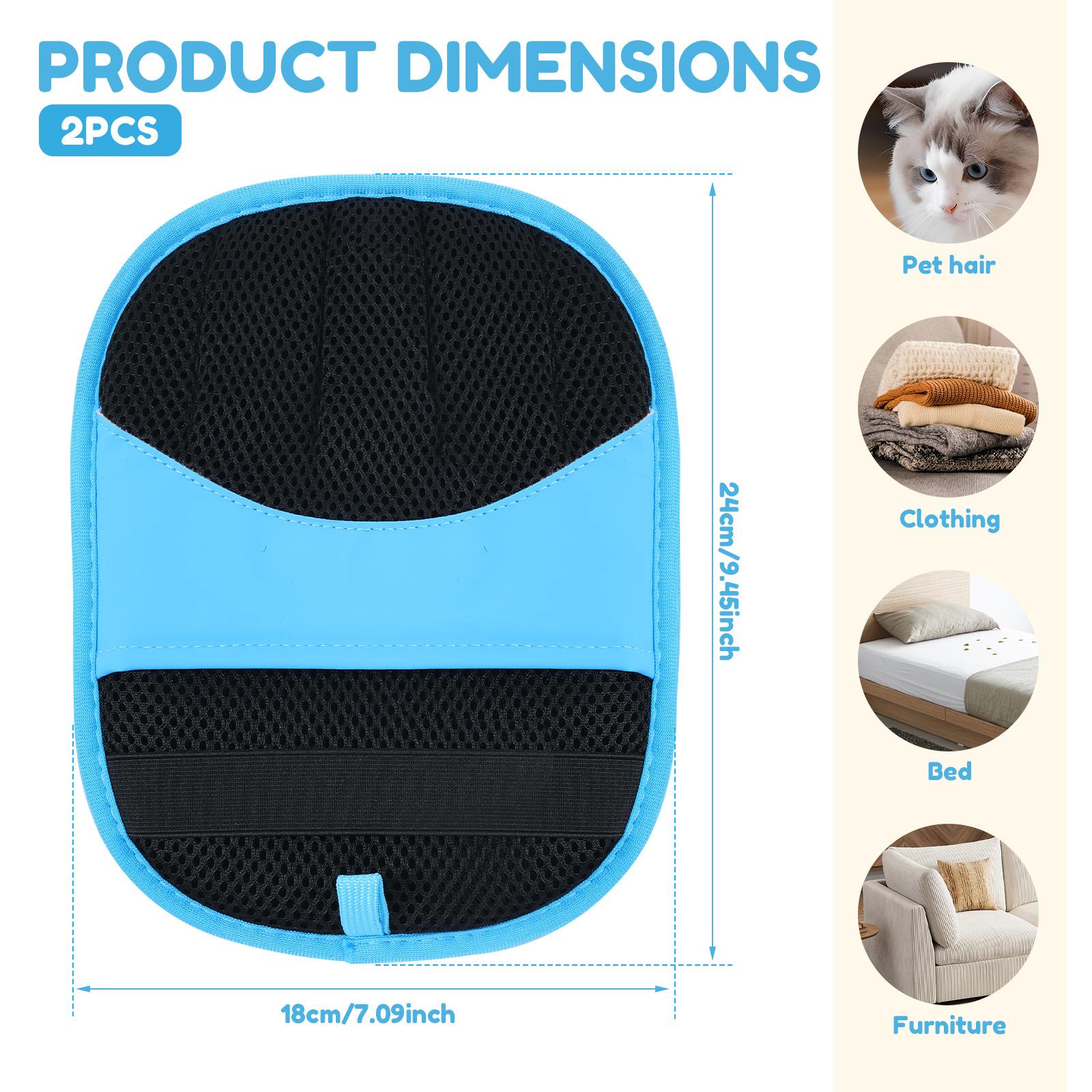 

2Pcs Pet Hair Removal Gloves Electrostatic Double Sided Carpet Hair Removal Tool Deshedding Brush Glove Pet Supplies for Dog Cat