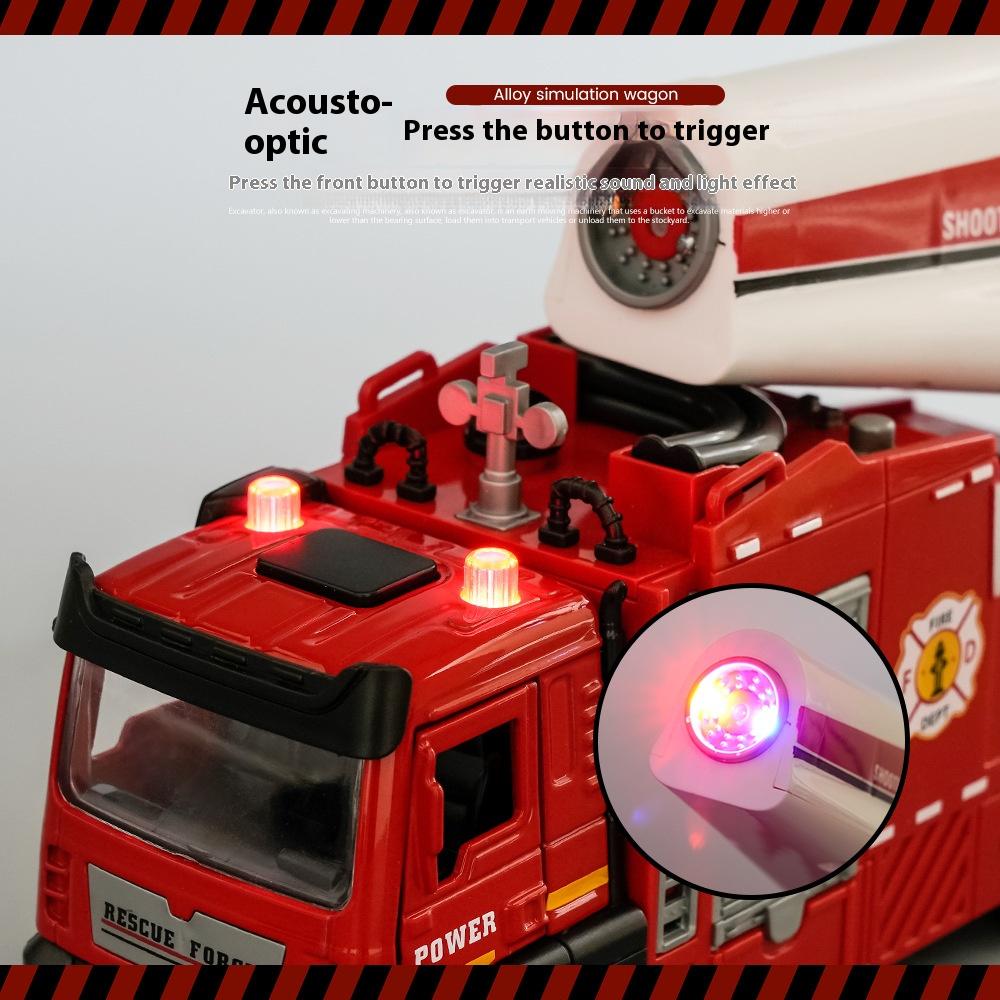 1/32 Spray Caminhão de Bombeiros Brinquedo Liga de Metal Diecast Modelo Elétrico Spray de Água Resgate Veículo de Combate a Incêndio Brinquedo Decoração Presente para Crianças