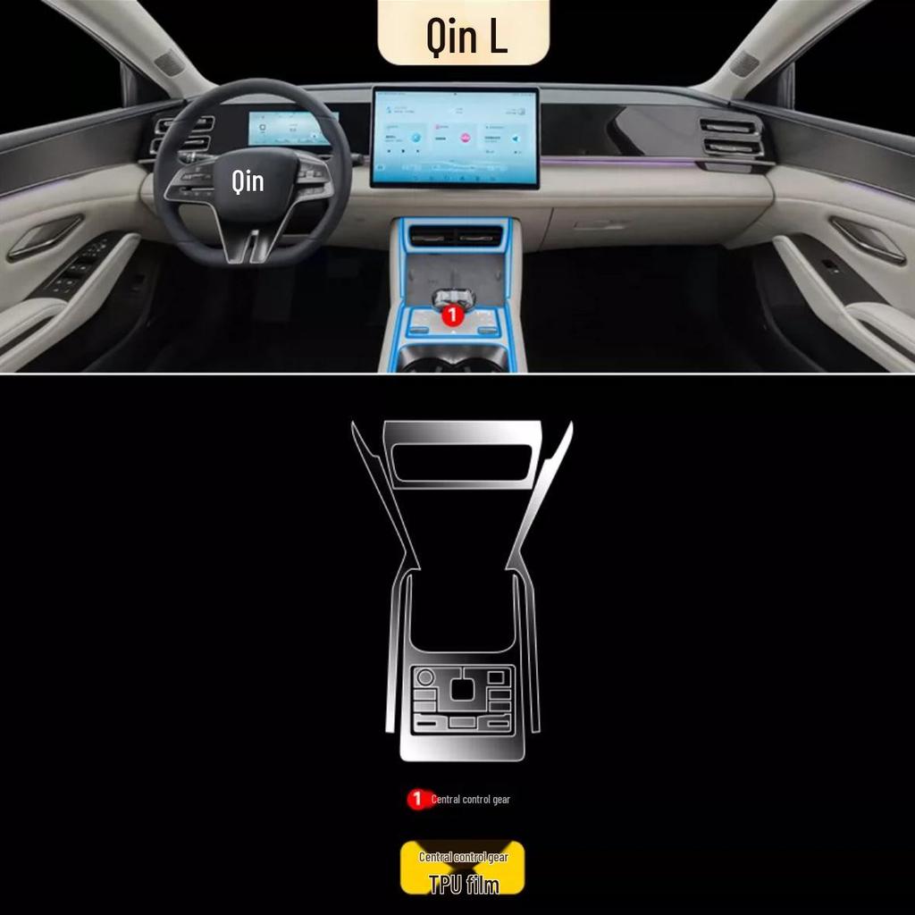 Compatible BYD Qin L Interior Accessories: Navigation Screen, A/C, Gear Shift Films, Center Pillar Sticker, HD TPU for 25 Models