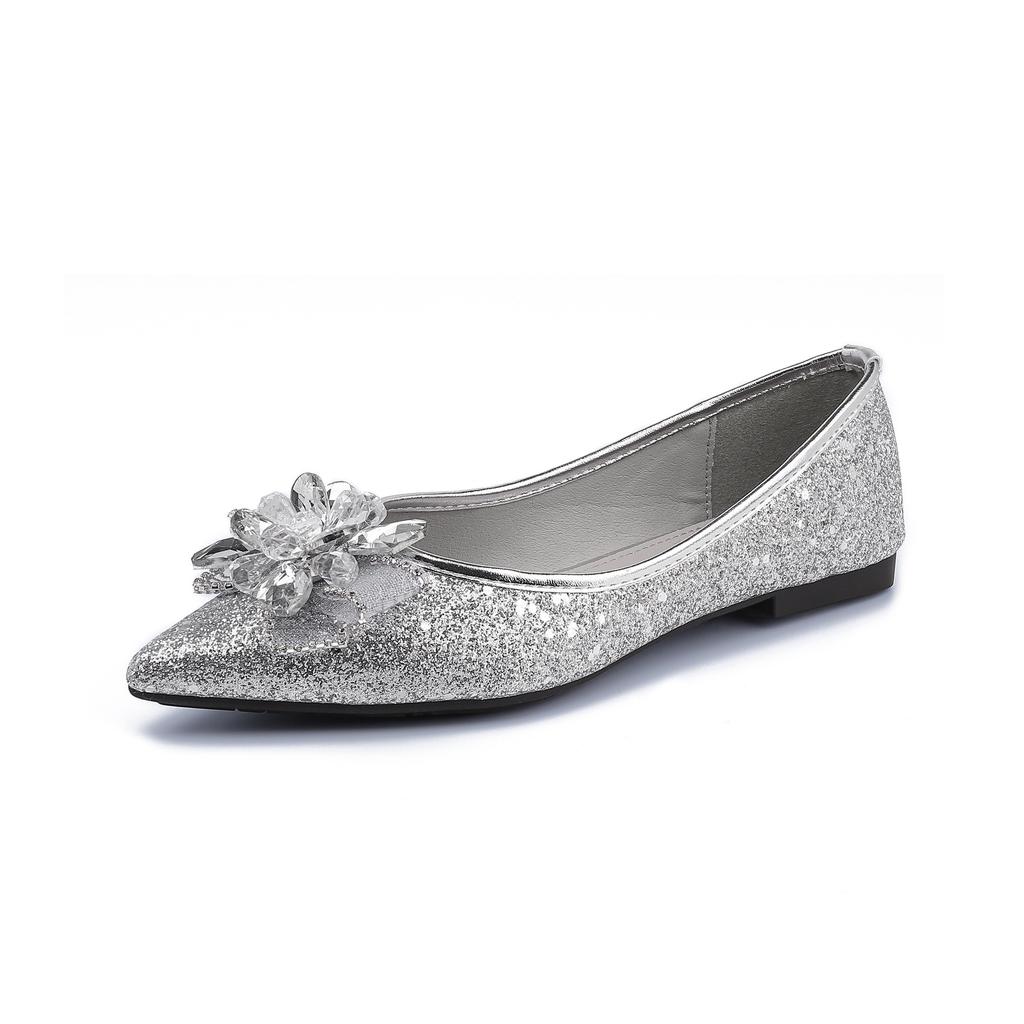 Fashion Pointed Single Shoes 2025 Spring Women's Light Luxury Style Bow Commuter Style Work Shoes Versatile Soft Sole Flats