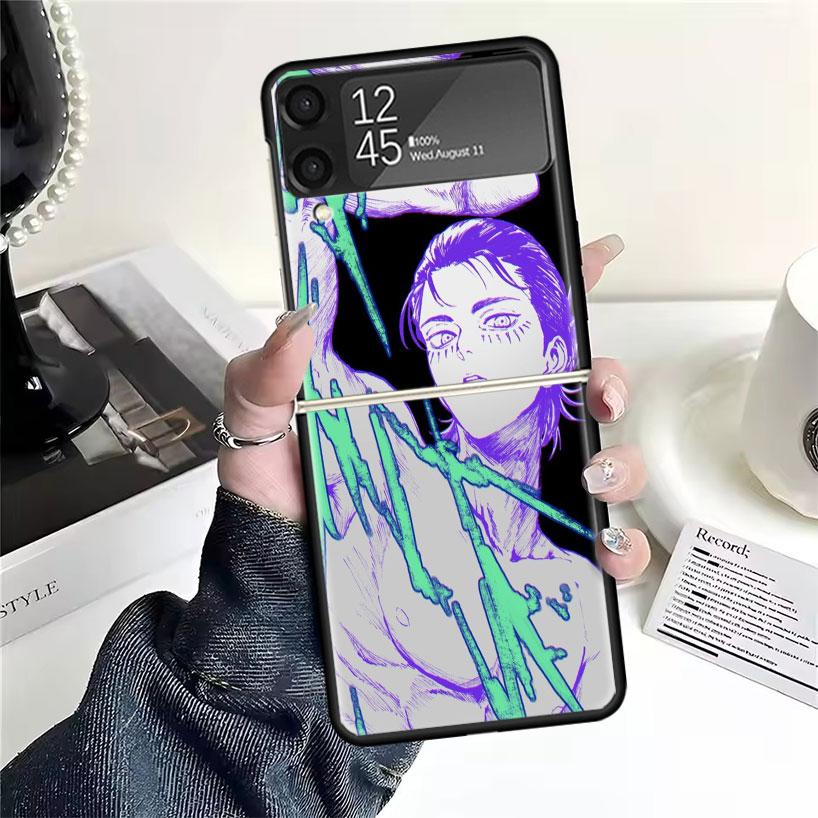 A-Attack On T-Titan Eren Yeager Cases For Samsung Galaxy Z Flip 4 5 6 7 3 Z Flip7 Flip6 Flip4 Flip5 Flip3 5G Hard Shockproof Fun