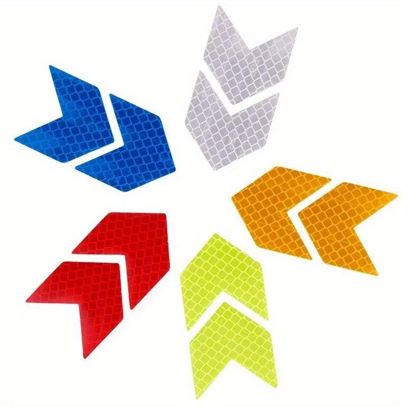 10pcs/set Car Auto Assorted Colors Sticker Self Adhesive Reflective Arrow Sign Tape- Arrowhead Reflective Sticker Rear-oriented