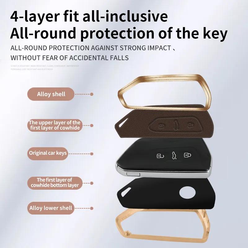 Suitable For Volkswagen Tuyue Tiguan L Touran Tango Sagitar Car Key Bag High-Grade Alloy Leather Car Special Protective Case