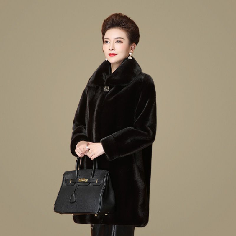 Imitation Mink Coat Women's Long Winter Thickened Large Size Medium Imitation Leather Mink Velvet Jacket