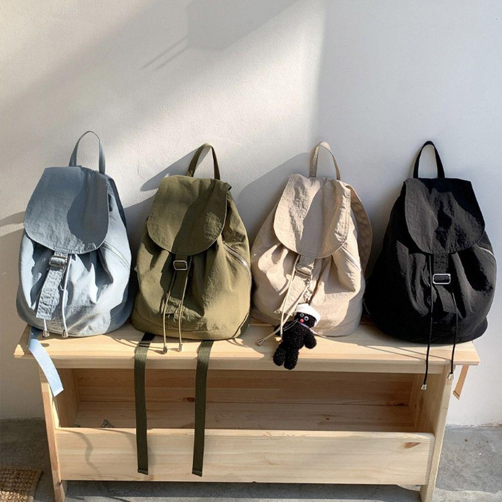 

Lightweight Travel Backpack Korean Style Student Schoolbag Fashion Drawstring Backpack Outdoor чорний