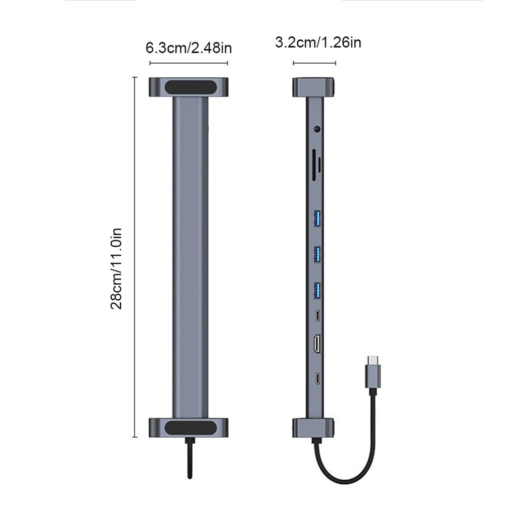 10 in 1 USB-C Docking Station Triple Monitor USB 3.0 5Gbps USB Hub Dock Multiport RJ45 Gigabit Ethernet 3.5mm AUX for Macbook PC