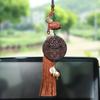 Rosewood & Peach Wood Car Pendant with Buddha/Guanyin Plaque - High-End Tassel Car Decoration