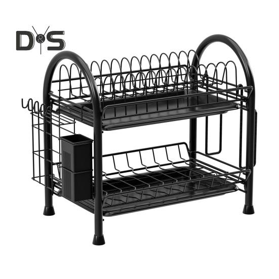 

Стойка для хранения органайзера для кастрюль и сковородок, прочная, несущая, антикоррозийная, легко моется, держатель для хранения на кухонной столешнице, сливная полка чёрный