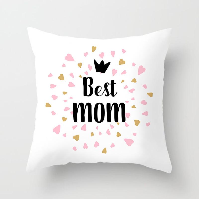 New Mother's Day Text Love Pillow Cover Peach Skin Polyester Print Pillow Cushion Cover