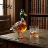 Unique Whiskey Decanter Duck Decanter Straight Bourbon Glass Bottle with Stopper 350ml Flavor Sealing Novelty Liquor Dispenser for Home Bar