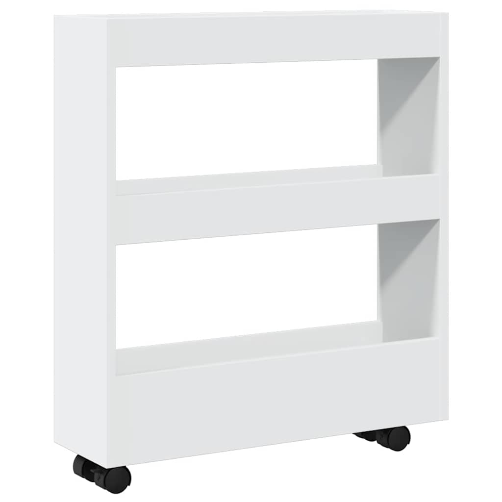 Narrow Storage Cart 3 Tiers White Engineered Wood
