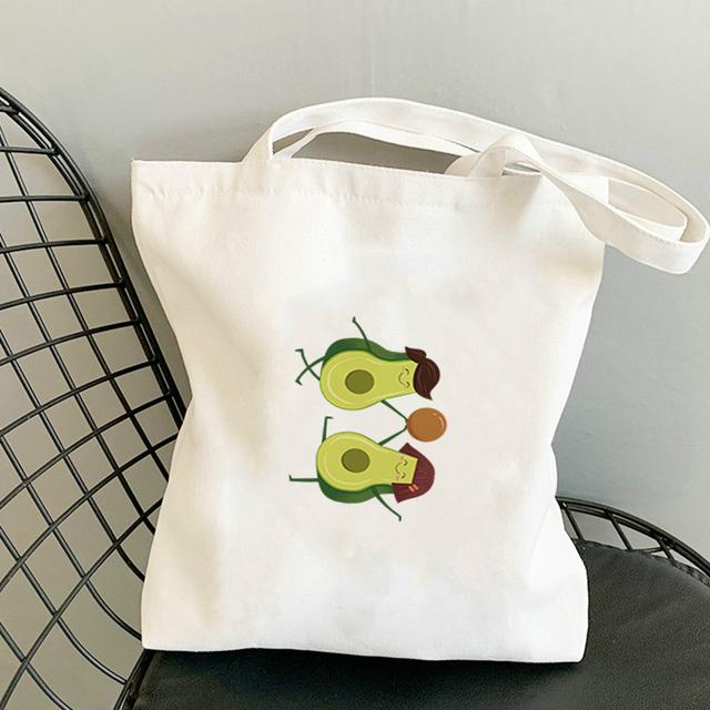 Avocado Bags 2021 Tote for Women Canvas Summer Shopper Bag Women's Handbag Designer Handbags Fabric Printed Shoping Anime Woman