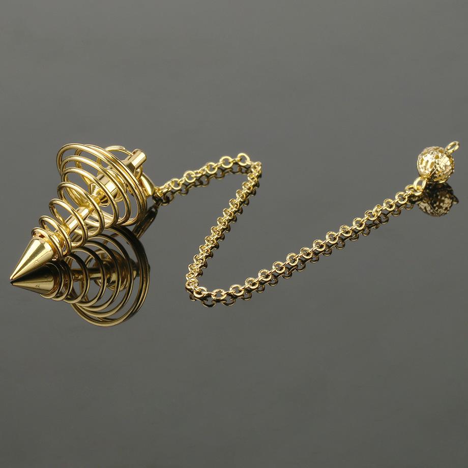 Metal Pendulum Pendulos Radiestesia Pendulums for Dowsing Divination Spiral Cone Antique Gold Color Silver Color Reiki Jewelry