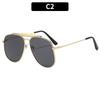 Women's sunglasses, men's and women's fashion large-frame double-beam metal sunglasses