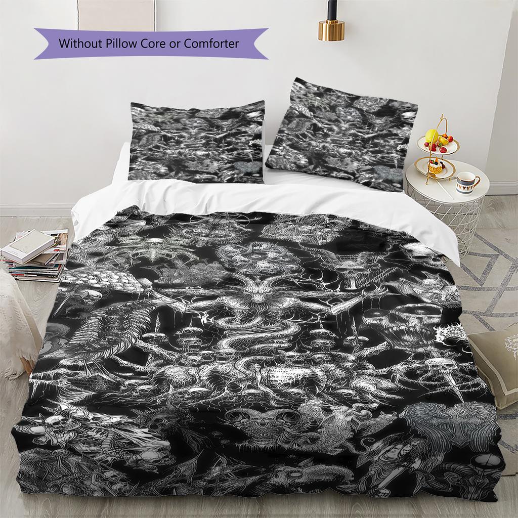 Satan Symbol Pattern Bedding,Quilt Set Quilt Cover Pillowcase Home Birthday Gift (1 * duvet cover + 2 * pillowcase, without core)