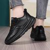 Casual Sports Shoes Leather Surface All Black Spring and Autumn Waterproof Soft Sole Light Wear-resistant and Comfortable