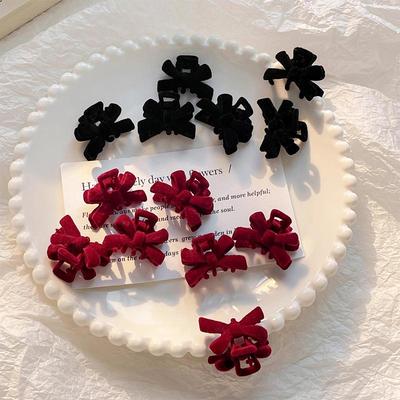 10 Paare Roter Samt Haarspange Schleife Kleine Haarspange Damen Haarspange Haarnadeln Mädchen Haar-Krabbe Valentinstag Geschenk