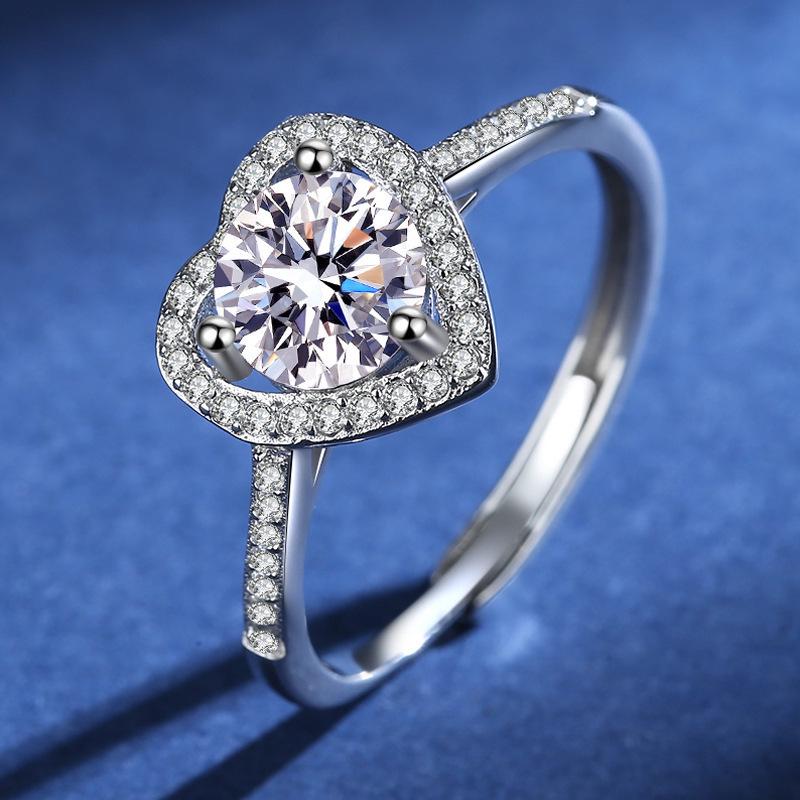 2025 Classic 1-Carat Moissanite Heart Ring for Women - Proposal, Wedding, Birthday Gift