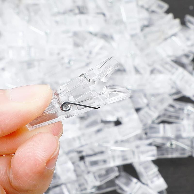 100/50 PEZZI Clip Foto Mini in Plastica Mini Mollette Trasparenti per Foto Fai da Te Decorazione Matrimonio Festa YFJ008