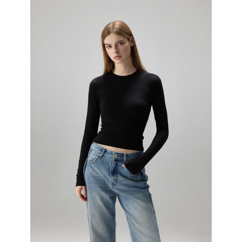 2025 Spring/Autumn Slim-fit Long-sleeve Elastic Base Layer T-shirt