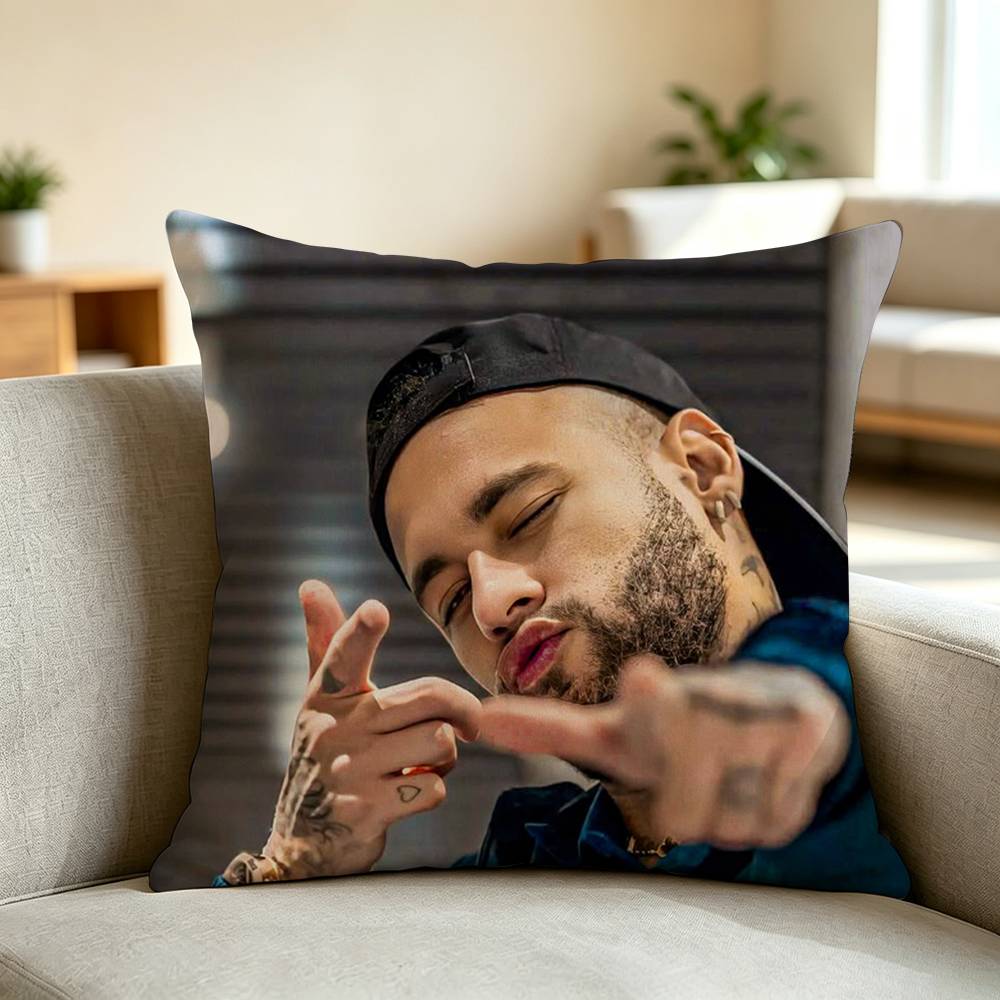 N-Neymar Jr F-Football Athlete Pillow Case Square Double-Sided Sofa Cushion Cover Bedroom Bedside Pillow