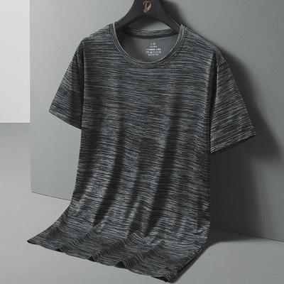 Men’s Summer Bamboo Pattern Quick-Dry Ice Silk T-Shirt, Sizes M-8XL, Short-Sleeve, Round Neck