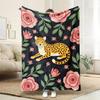 Bohemian Leopard Print and Rose Pattern Velvet Blanket, Suitable for Beds, Sofas, Camping, and As a Gift for Friends