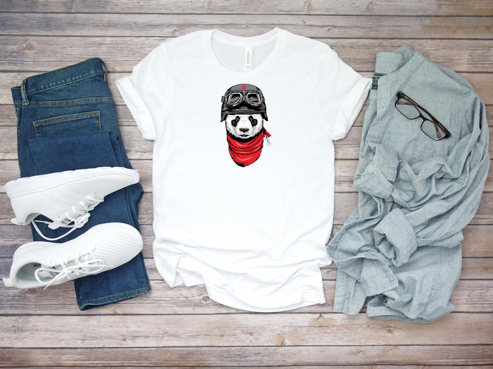 Fly Panda Pilot Short Sleeve White Men T-shirt K421 XXL