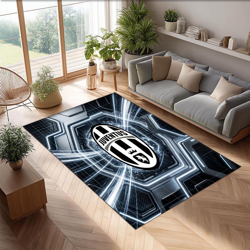 Juventus FC Printed Flannel Area Rug Non Slip Soft Polyester Floor Carpet Indoor Decor Mat for Bedroom Living Room Sofa