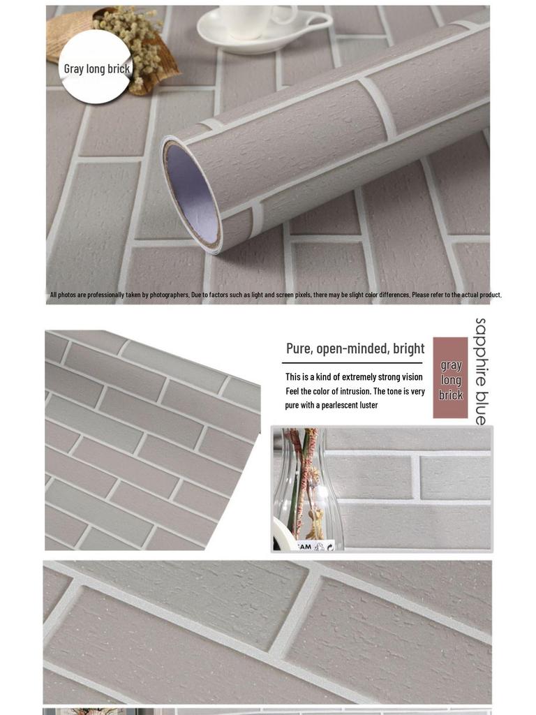 Black Retro Brick Wallpaper: Self-Adhesive, Waterproof, Moisture-Proof, Antique Tile Wall Sticker