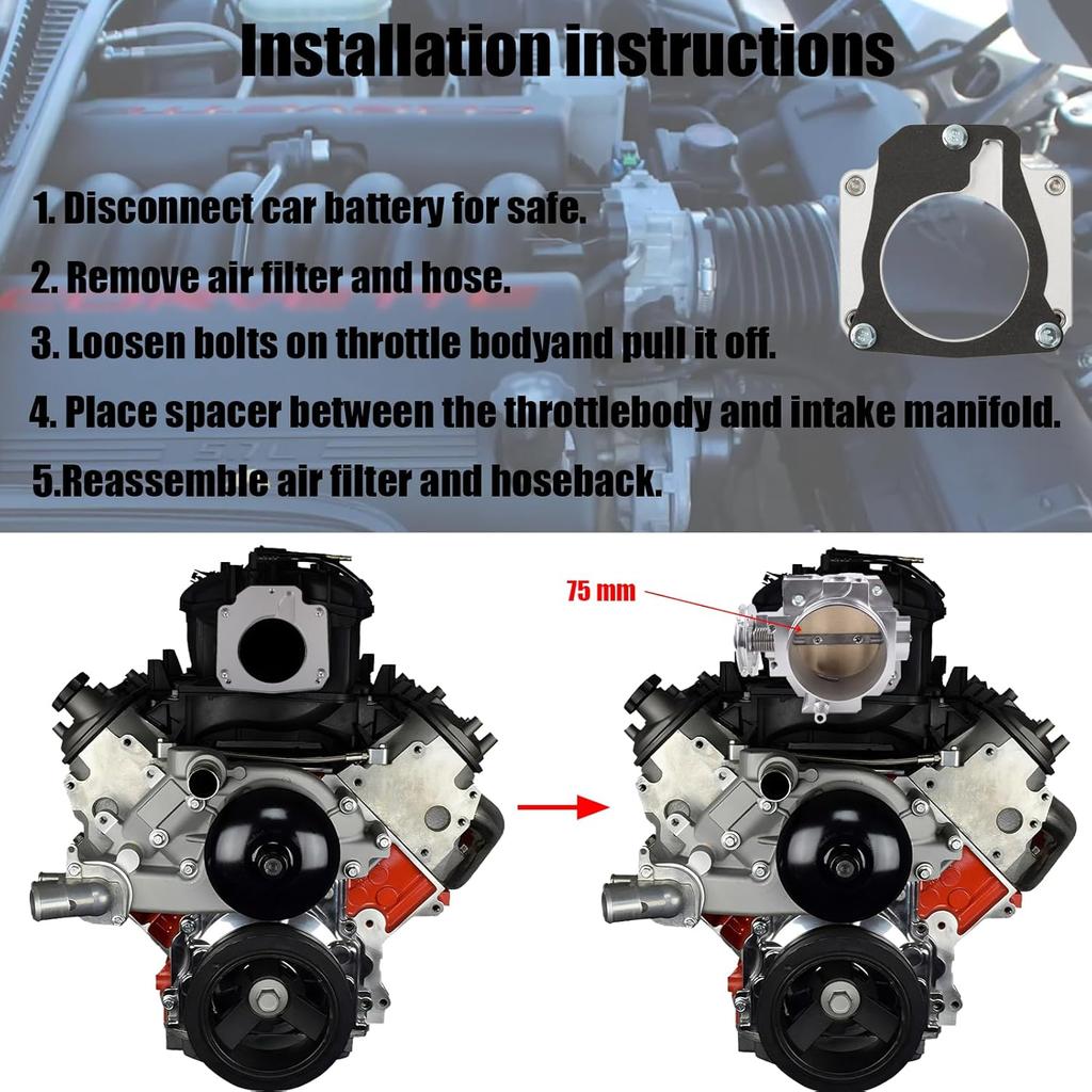 LS Drive By Cable Throttle Body Adapter Kit Compatible With LS3 4 Bolt Intake To LS1 3 Bolt TB DBC LS2 LH6 L92 L76 LY2 LY5 LY6 LC9 LFA LH8 LMG L98