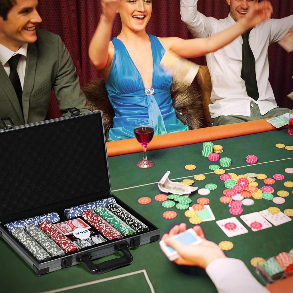 Set da Poker, Valigetta da Poker, 400 Fiches, 2 Mazzi di Carte, 5 Dadi, Pulsante Dealer, Tappetino