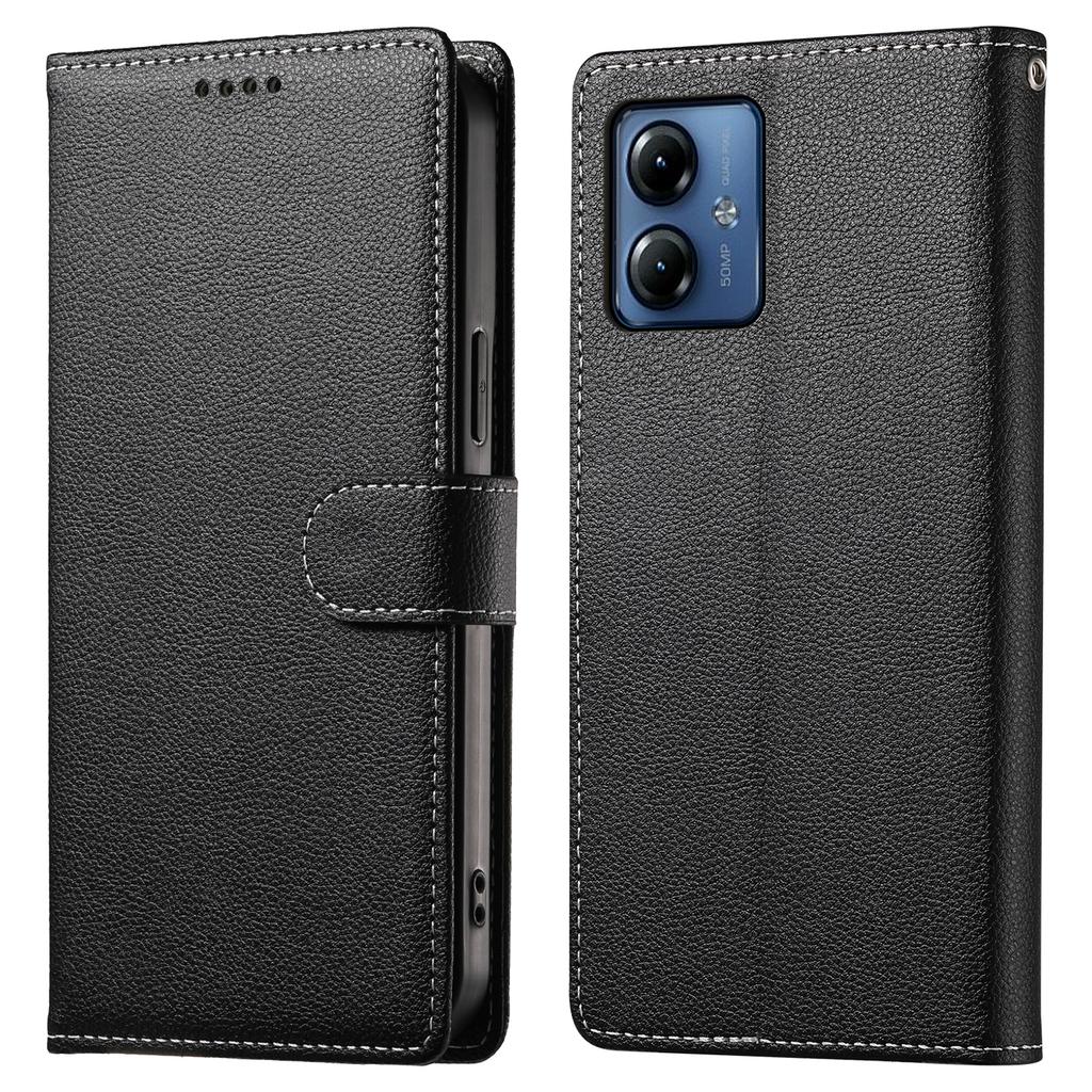 For Motorola Moto G14 4G/G54 5G Case Litchi Texture Leather Wallet Phone Cover Magnetic Snap