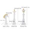 Small International Chess Resin Ornament - Desktop Decor with King, Queen & Horse Pieces