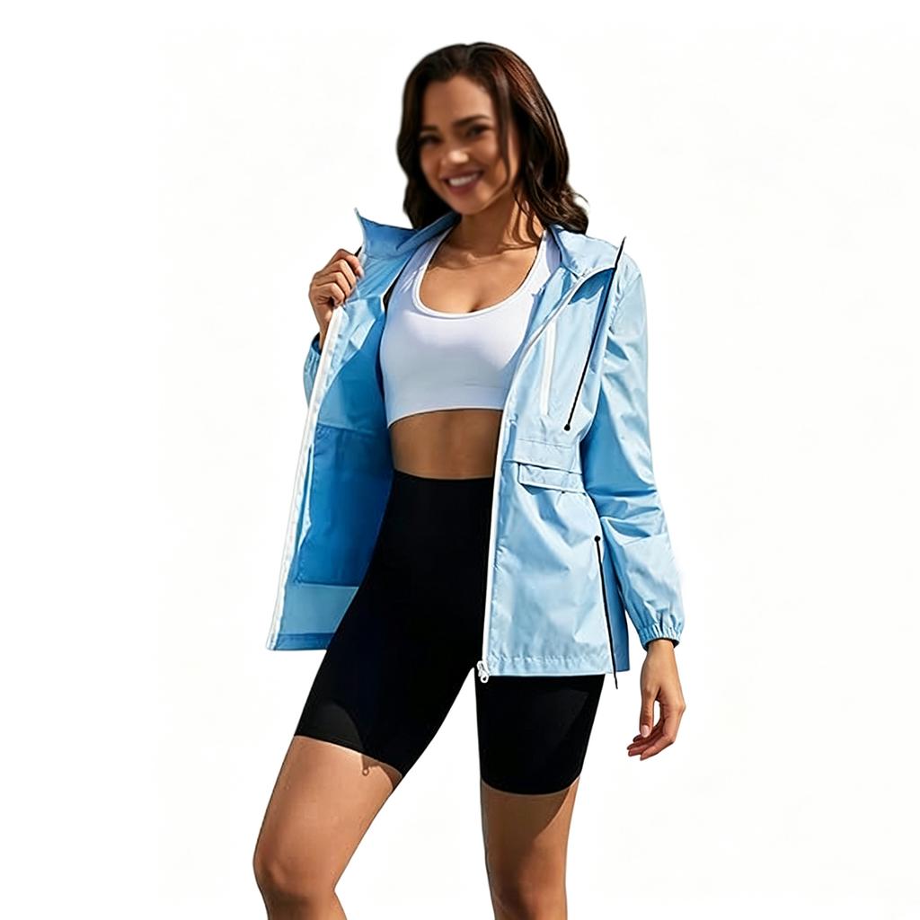 Damen faltbarer Regenmantel schmal geschnitten Windbreaker Jacke für Outdoor Reisen