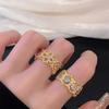 Color Separation Retro Court Luxury Lace Hollow Open Ring Niche Design Personality Ring Woman