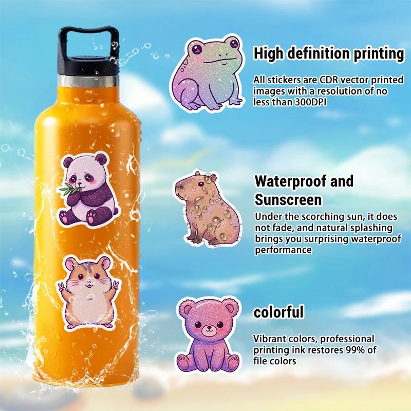 First-Class 50Pcs Premium-Quality Glittery High-Standard Cute Top-Grade Animal Top-Grade Stickers Top-Grade Cartoon High-Standard Rainbow