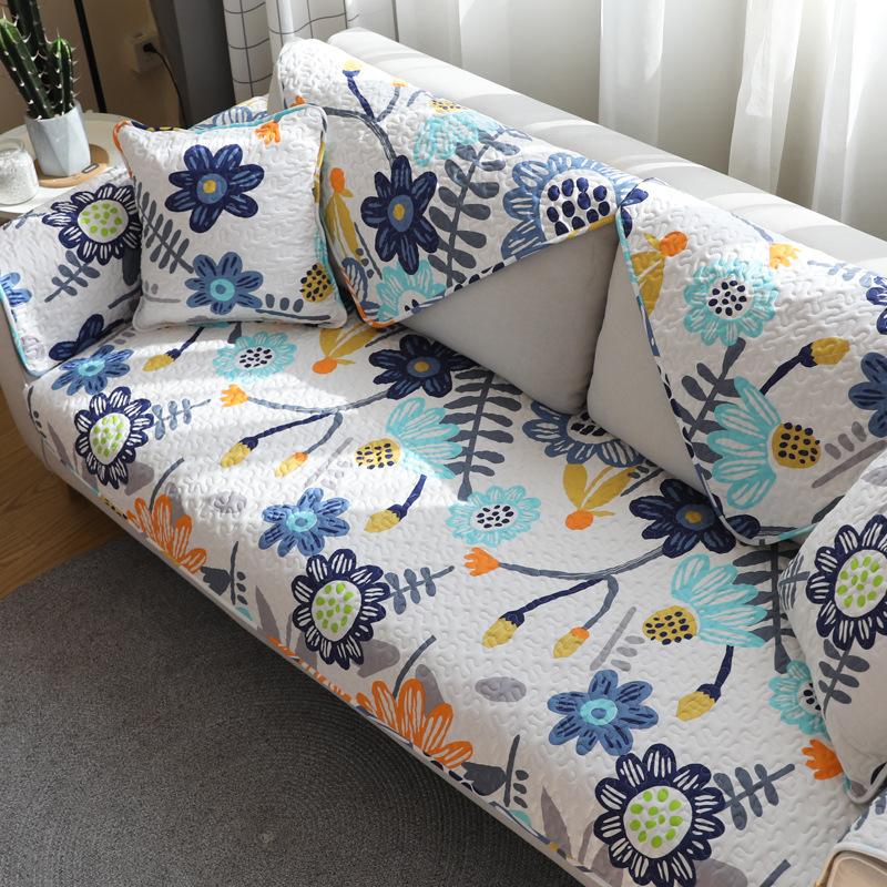 New Pastoral Sofa Cushion Cover Fabric Cotton All-season Living Room Sofa Cushion