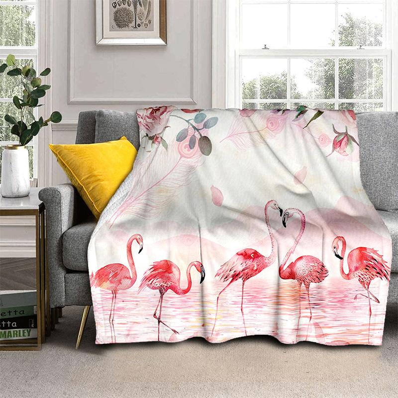 HD Pink Flamingo Bird Rainforest Cartoon Blanket,Soft Throw Blanket for Home Bedroom Bed Sofa Picnic Travel Cover Blanket Kids