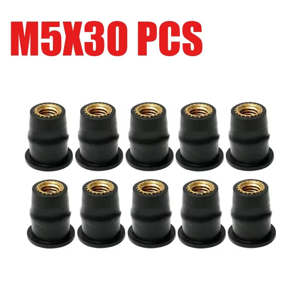 Noci per Vetro Paravento M5/M6 Moto Bulloni Carena Viti di Espansione in Gomma Fasteners 10/20/30 PZ Accessori Moto
