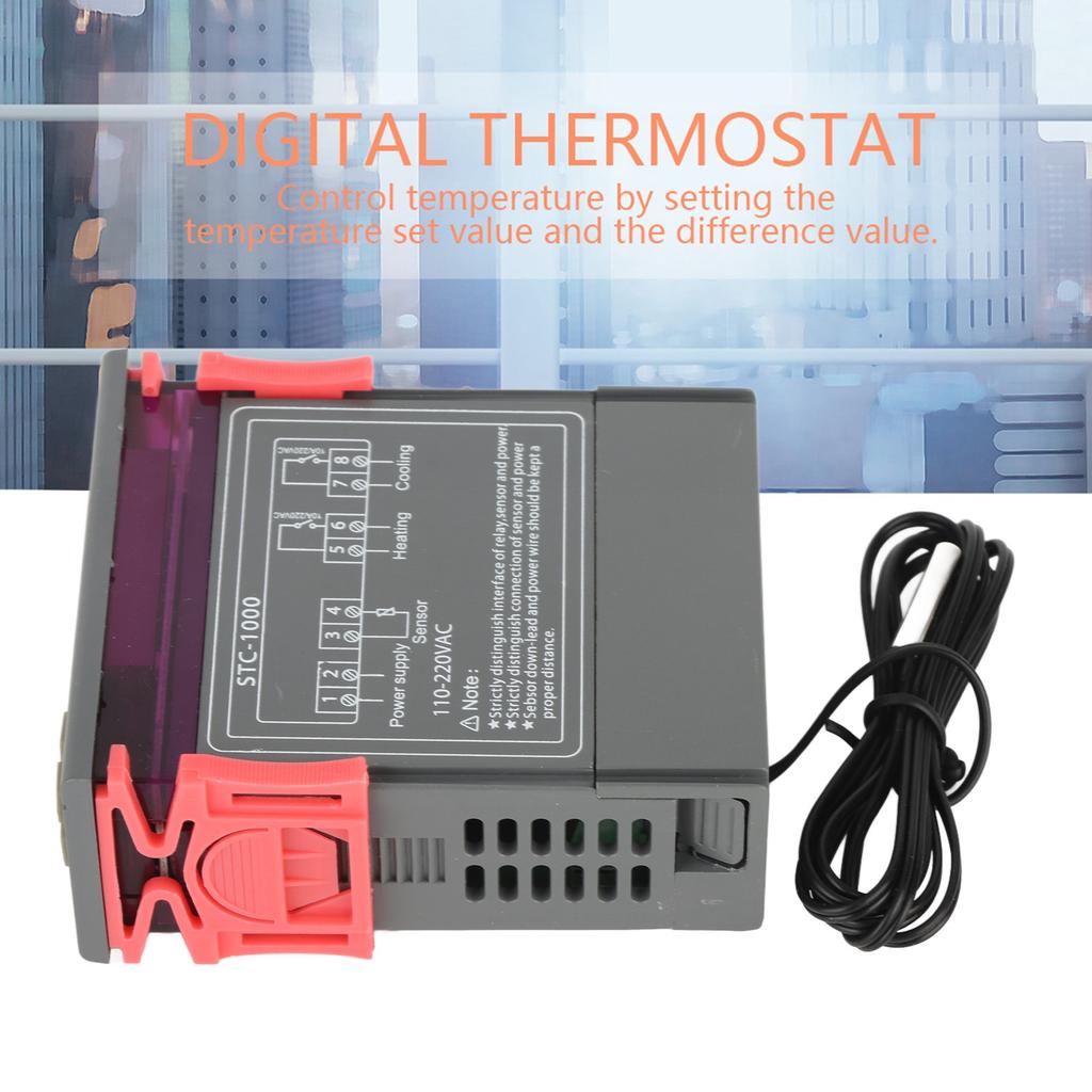 Temperature Controller Digital Temperature Controller Temp Sensor Electric Thermostat Control 110‑220V