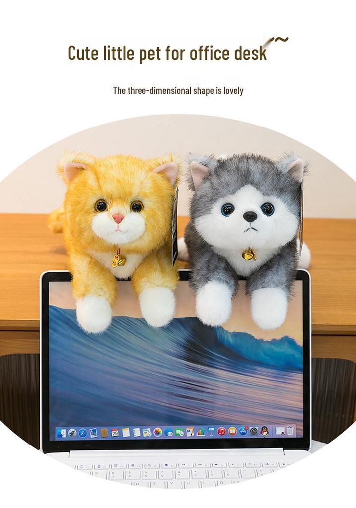 Adorable Calico Cat & Dog Plush Toy - Lying Pillow for Kids' Room Decor