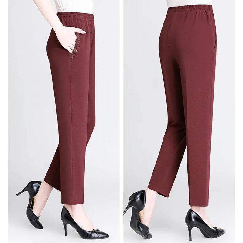 Middle-aged Elderly Women's Pants Summer Thin Nine-point Mother Pants Straight Loose Grandma Pants Casual