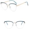 Women's Glasses Anti-Blue Light Fashion Personality Art Retro Cat Eye Metal Plain Glasses Driving Students' Street Shot Commuting Glasses